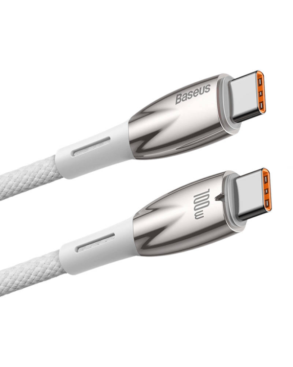 USB-C cable for USB-C Baseus Glimmer Series, 100W, 1m (White)