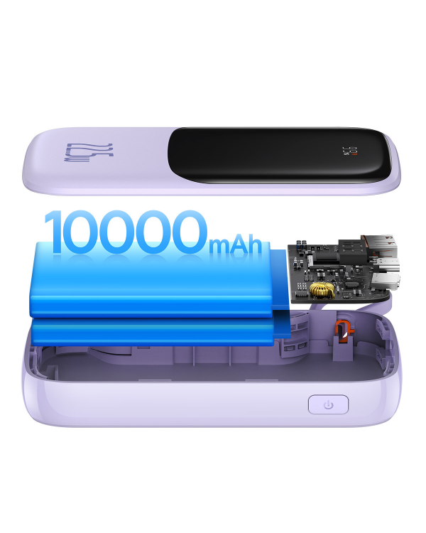 Baseus Qpow power bank 10000mAh built-in USB Type-C cable 22.5W Quick Charge SCP AFC FCP purple (PPQD020105)
