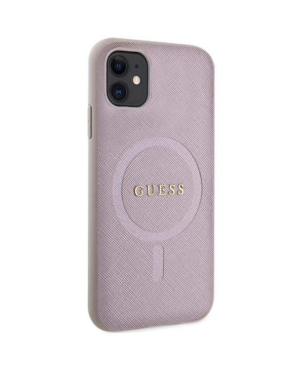 Guess GUHMN61PSAHMCP iPhone 11 | Xr 6.1" розовый жесткий чехол Saffiano MagSafe