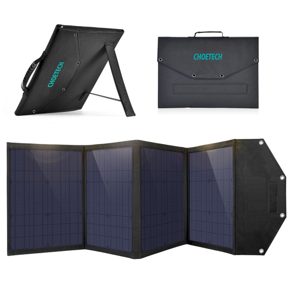 Обложка книги «Choetech Foldable Solar Charger 100W 2x USB / 1x USB Type C Power Delivery Quick Charge black (SC009)»