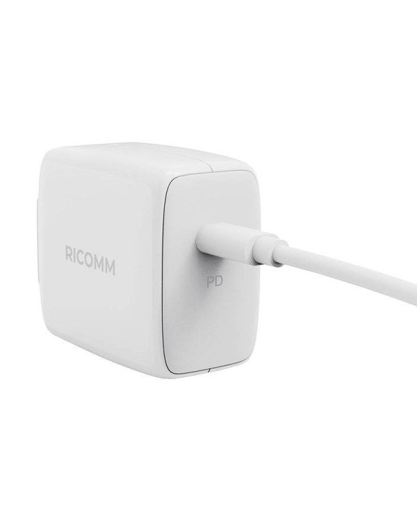 Wall Charger 45W GaN Ricomm RC451 EU, 1xUSB-C + 2.1m USB-C Cable