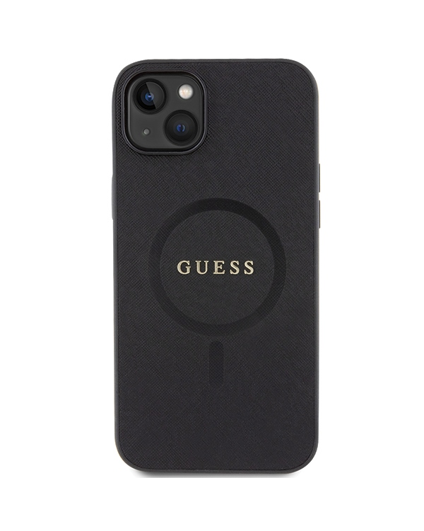 Guess GUHMP15SPSAHMCK iPhone 15 6.1" czarny|black hardcase Saffiano MagSafe