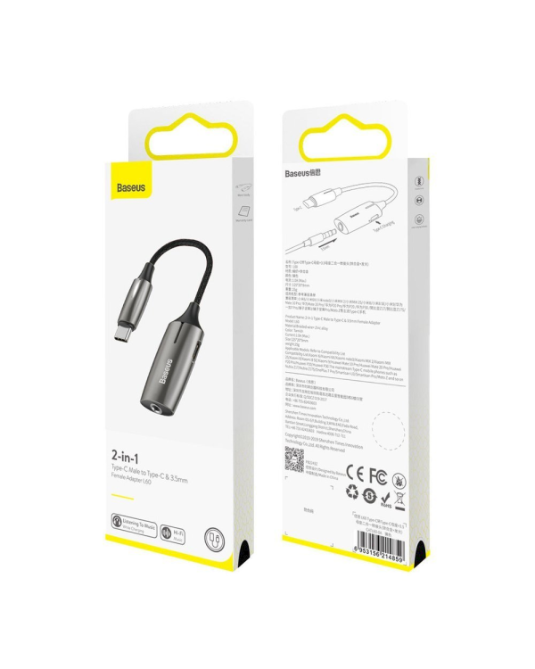 Baseus CATL60-0A универсальный переходник адаптер для аудио USB-C -> 3.5mm черный