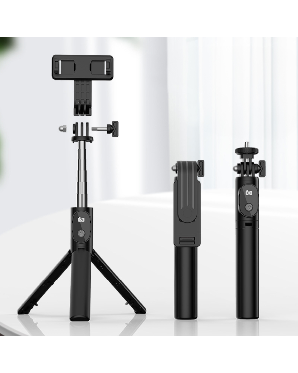 Selfie Stick MINI - со съемным пультом дистанционного управления Bluetooth и штативом - P20S BLACK