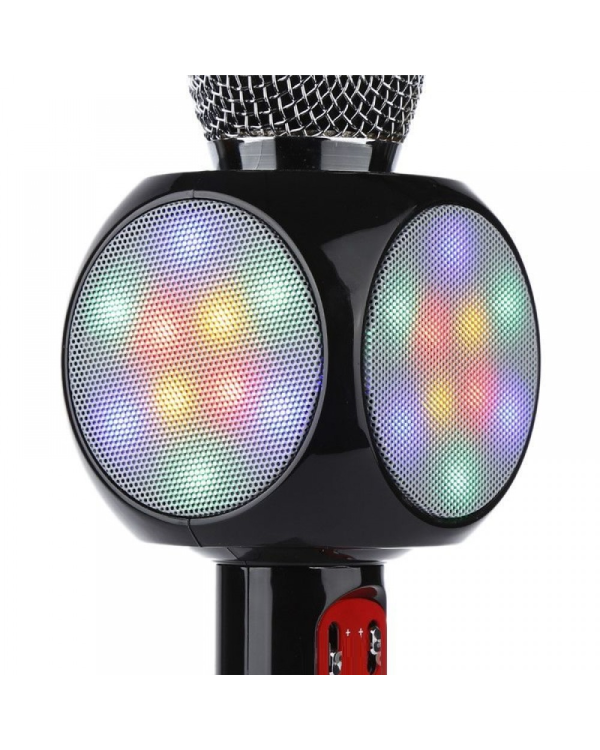 Goodbuy LED 360 караоке микрофон с динамиком bluetooth | 5 Вт | aux | голосовой модулятор | USB | Micro SD черный