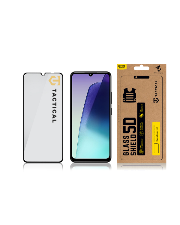 Tactical Glass Shield 5D for  Xiaomi Redmi 14C 4G|Poco C75 Black