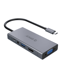 Orico 5-in-1 Adapter Hub, HDMI 4K + USB 3.0 + VGA + AUX + USB-C PD 60W