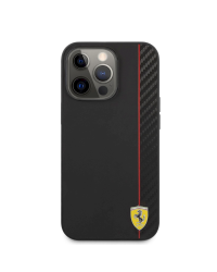 FESAXHCP13XBK Ferrari Smooth and Carbon Effect Hard Case for iPhone 13 Pro Max Black