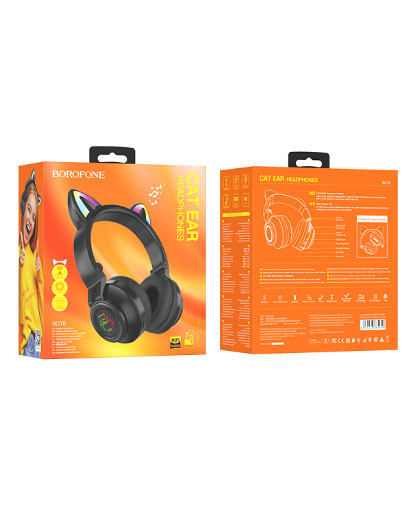 Наушники Borofone BO18 Cat Ear bluetooth черный