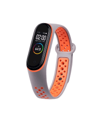 Fusion dots ремешок для часов Xiaomi Mi Band 3 / Mi Band 4 серый - оранжевый