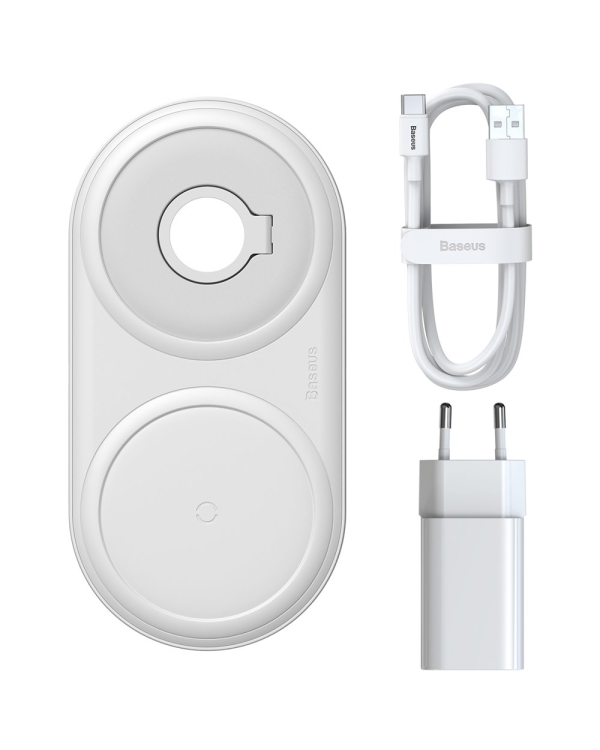 Baseus WXPL-B02 Быстрая Беспроводная Зарядка 9V / 2A / 7.5W / + USB-C Кабель / Белая