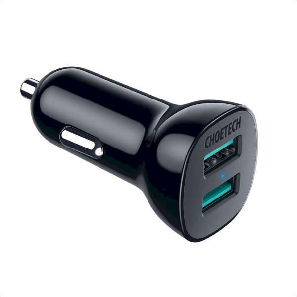 Choetech car charger 2x USB Quick Charge 3.0 30W 2,4A black (C0051) Choetech car charger 2x USB Quick Charge 3.0 30W 2,4A black (C0051)