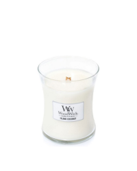 WoodWick Island Coconut scented candle with wooden wick 275 g