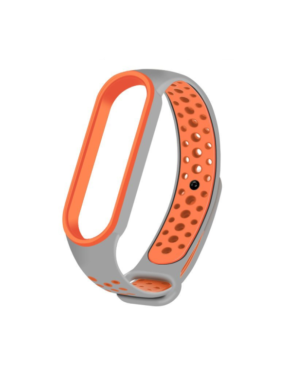 Fusion dots ремешок для часов Xiaomi Mi Band 5 / Mi Band 6 серый - оранжевый