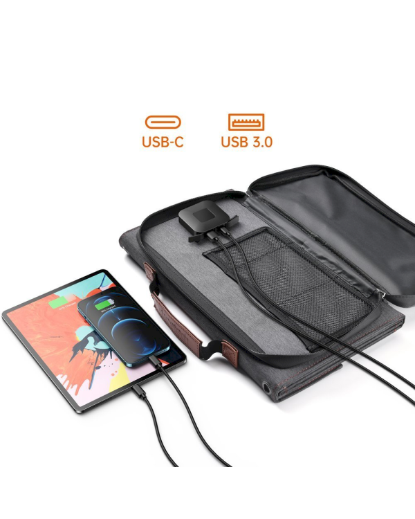 Choetech Foldable Solar Charger Solar Photovoltaic 36W Quick Charge Power Delivery USB / USB Type C (94 x 36 cm) Gray (SC006)