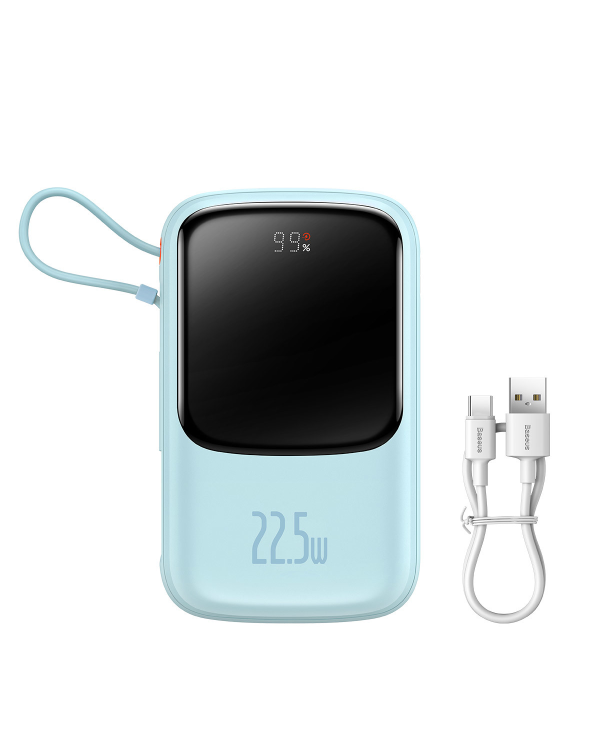 Baseus Qpow power bank 10000mAh built-in USB Type-C cable 22.5W Quick Charge SCP AFC FCP blue (PPQD020103)