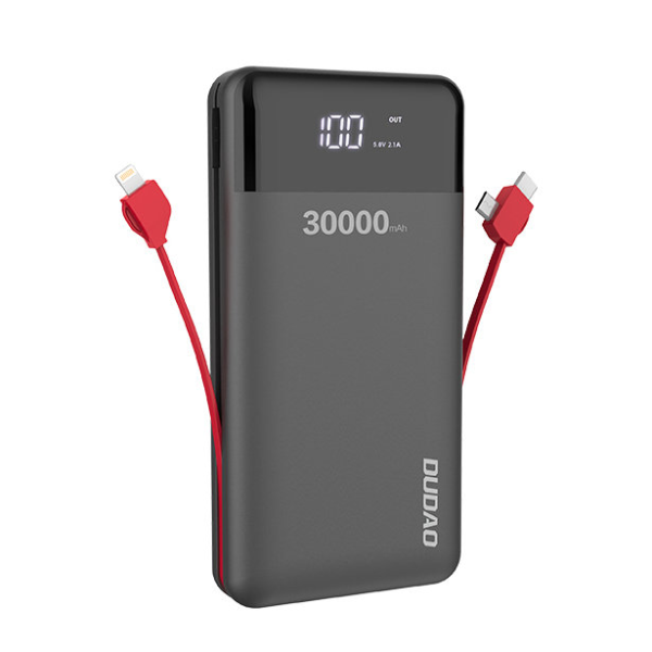 Dudao K1Max 30000mAh power bank with built-in cables black (K1Max-black)