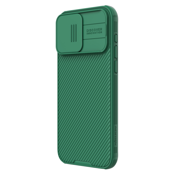 Жесткий чехол Nillkin CamShield PRO для Apple iPhone 15 Pro Max глубокого зеленого цвета