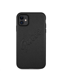 GUHCN61RSAVSBK Guess PU Saffiano Vintage Script Case for iPhone 11 Black