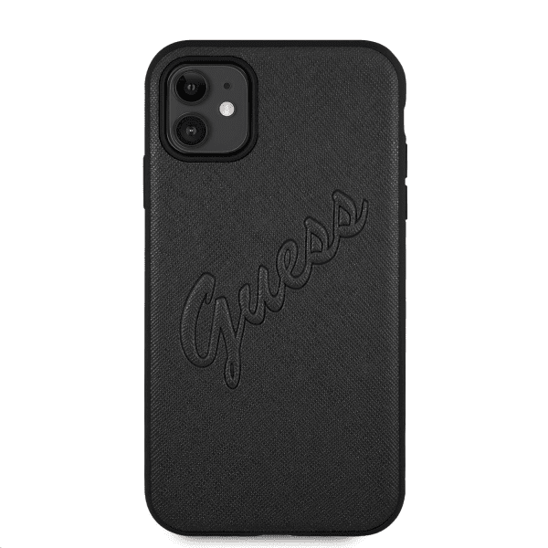 Обложка книги «GUHCN61RSAVSBK Guess PU Saffiano Vintage Script Case for iPhone 11 Black»