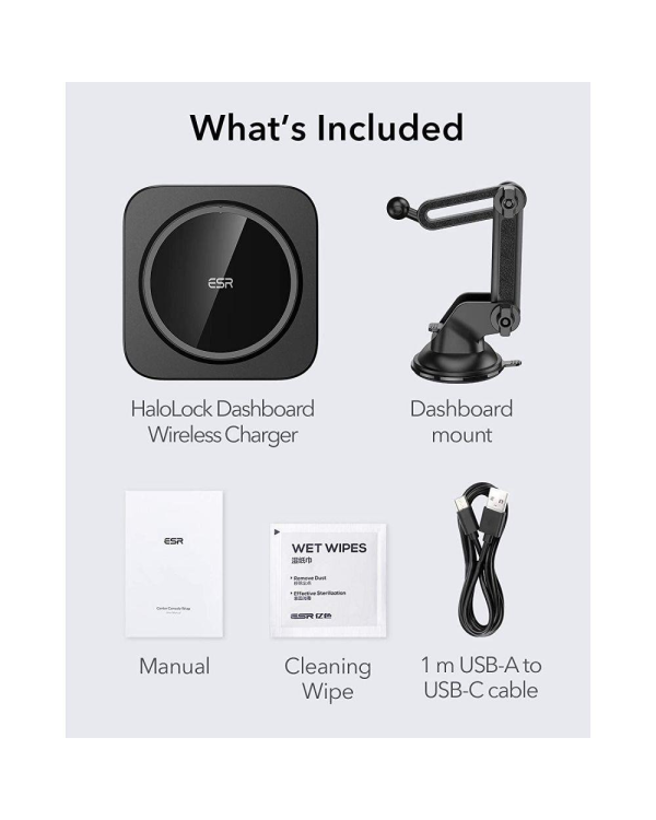 Дополнительное изображение книги «ESR Halolock magnetic wireless MagSafe charger car dashboard black (18048-0)»
