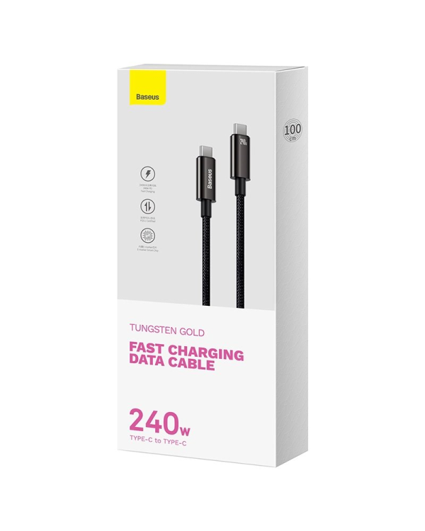 Дополнительное изображение книги «Baseus CAWJ040001 Tungsten Gold Fast Charging Data Cable USB-C - USB-C 240W 1m Black»