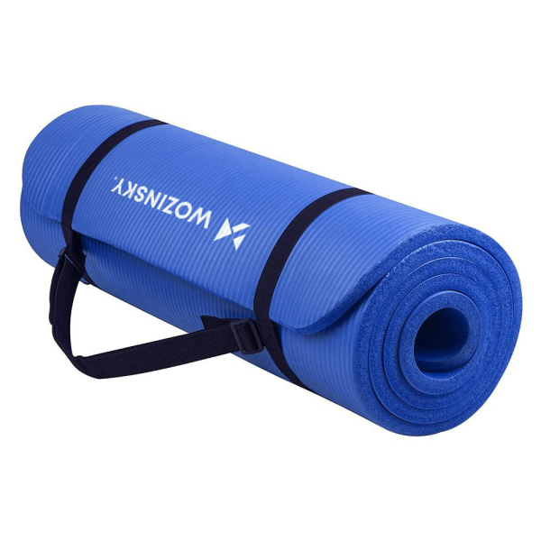 Wozinsky exercise mat 181 x 63 x 1 cm thick gymnastic yoga mat blue