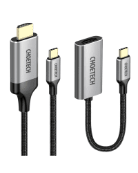 Choetech kit adapter HUB USB Type C - HDMI 2.0 (3840 x 2160 @ 60Hz) gray (HUB-H12) + USB cable Type C - HDMI (3840 x 2160 @ 60Hz) 2m gray (CH0021)