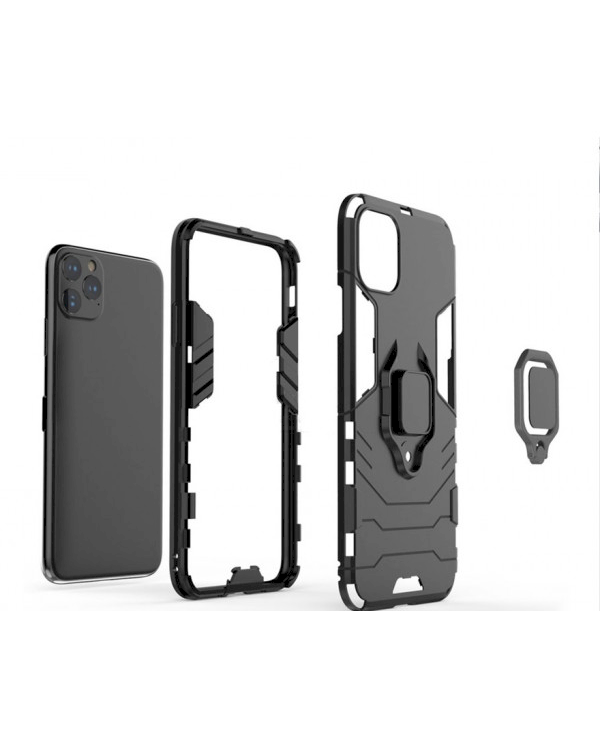 Fusion Armor Ring Back Case Силиконовый чехол с магнитом для Apple iPhone X / XS Черный