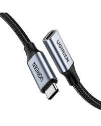 UGREEN US372 USB Type C 3.1 Gen2 Male to Female Cable Nickel Plating 1m (Black)