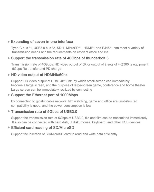 Baseus CAHUB-L0G 7 in 1 Приставка для MacBook | HDMI | 2 x USB 3.0 | USB-C | RJ45 | SD | Micro SD Thunderbolt C+
