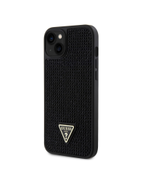 Чехол Guess со стразами и треугольным металлическим логотипом для iPhone 15 Plus черный