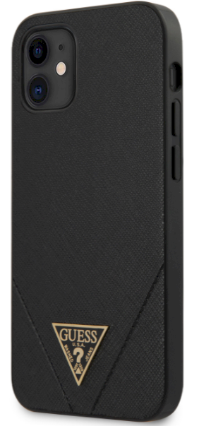 Guess GUHCP12SVSATMLBK Saffiano V Stitch Чехол для Apple iPhone 12 Mini Черный