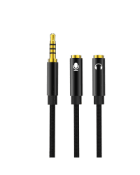 XO audio cable 2in1 NB-R197 3.5mm jack - socket 3.5mm jack | microphone 0,23 m black