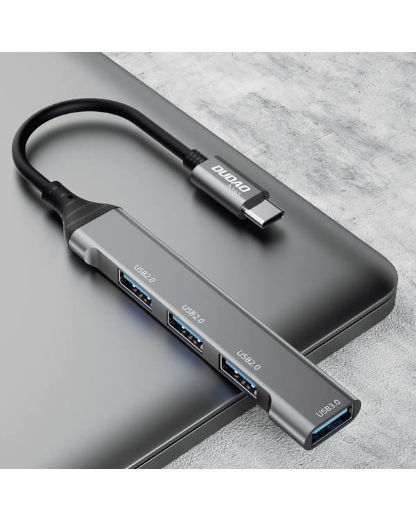 Dudao HUB 4in1 USB-C - 4x USB-A (3 x USB2.0 | USB3.0) 6.3cm black (A16T)