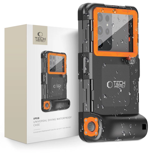 Обложка книги «Tech-Protect Waterproof Case водонепроницаемый IPX8 для смартфонов 4,7-6,7" - черный и оранжевый»