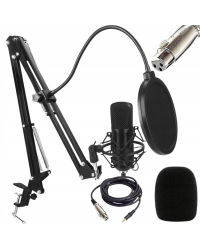 Fusion Studio XLR-микрофон  | Подкасты | Потоковое вещание | Запись голоса + регулируемая подставка, поп-фильтр | черный