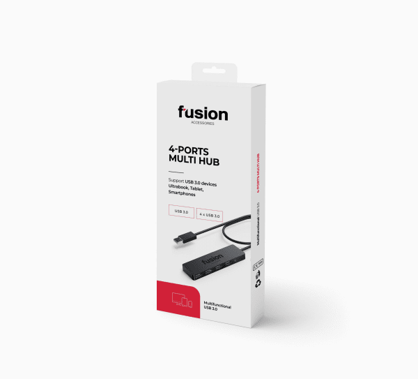 Разветвитель Fusion USB 3.0 на 4 x USB 3.0 5 Гбит/с, черный (EU Blister)