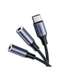 Ugreen adapter for headphones with USB Type C to 2x 3.5 mm mini jack black (CM445)