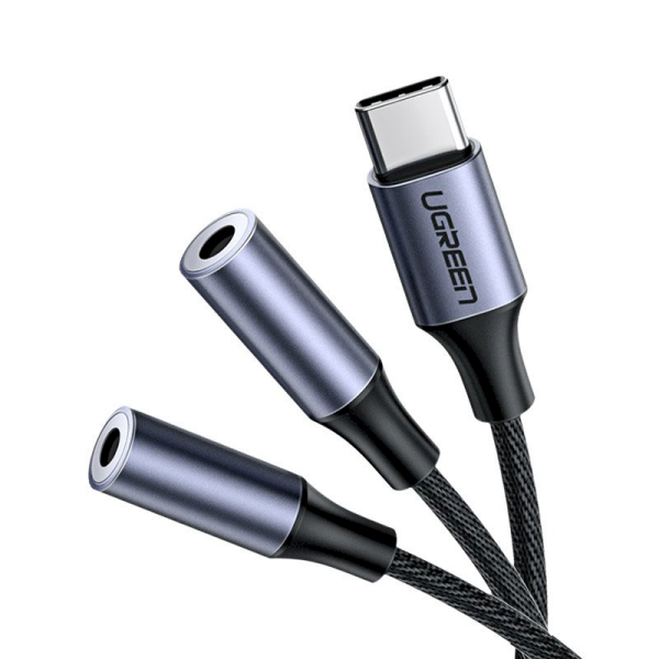 Ugreen adapter for headphones with USB Type C to 2x 3.5 mm mini jack black (CM445)