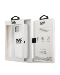 KLHCN61SLKLWH Karl Lagerfeld Stack Black Logo Silicone Case for iPhone 11 White