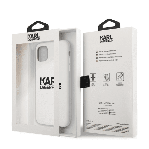Обложка книги «KLHCN61SLKLWH Karl Lagerfeld Stack Black Logo Silicone Case for iPhone 11 White»