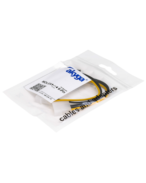 Адаптер с кабелем Akyga AK-CA-13 2x Molex (м) | PCI-E 6 pin (м) 15 см