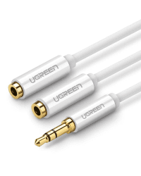 AUX audio splitter 3.5mm jack cable UGREEN AV123, 25cm (white)
