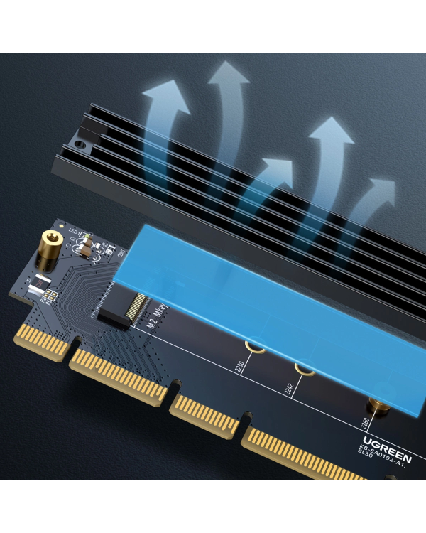 Карта расширения Ugreen CM465 PCIe 4.0 x4 to M.2 NVMe M-Key - черный