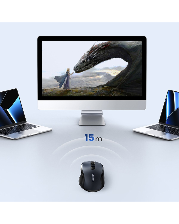Оптическая беспроводная мышь Ugreen USB 2,4 ГГц 4000 DPI черная (MU006)
