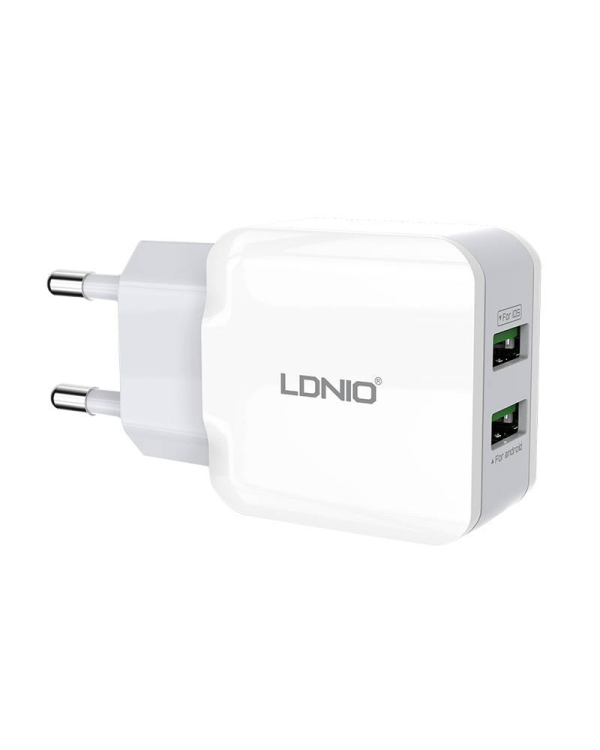 Wall charger LDNIO A2202, 2x USB, 12W (white)