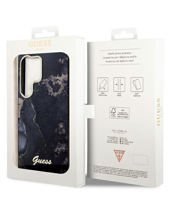 Guess GUHCS23LHTMRSK S23 Ultra S918 czarny|black hardcase Golden Marble Collection