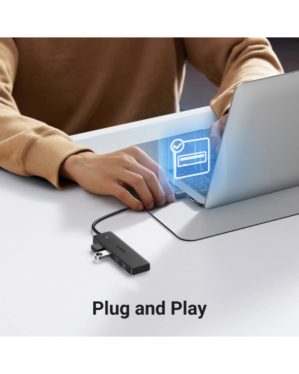 Ugreen CM219 HUB with 4 USB-A 3.0 ports and USB-A 3.0 cable - black
