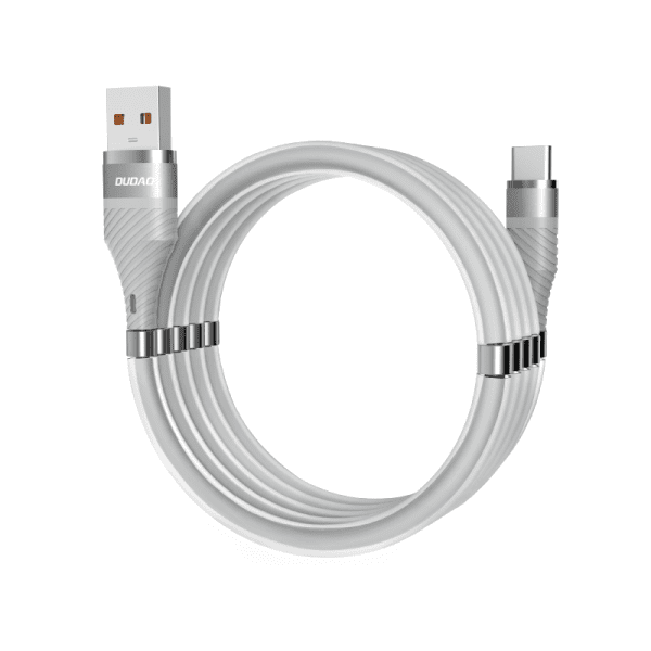 Dudao self-organizing magnetic USB - USB Type C cable 5 A 1 m light gray (L1xsT light gray)